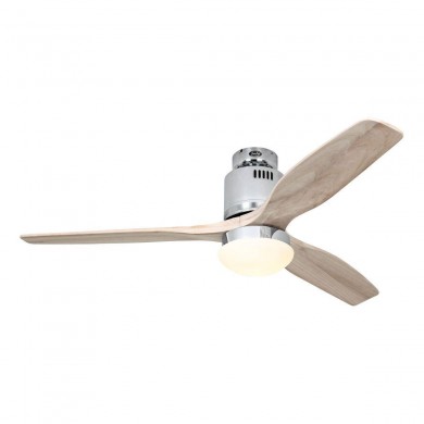 Ventilateur Plafond Aerodynamix Eco 132cm Chromé Poli Bois Naturel