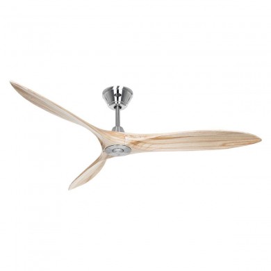 Ventilateur Plafond Eco Airscrew 152cm Chromé Bois Naturel