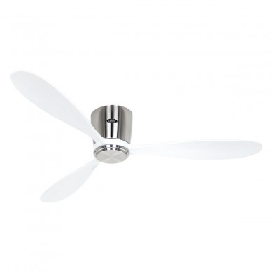 Ventilateur Plafond Eco Plano Wood 132cm Chromé Blanc