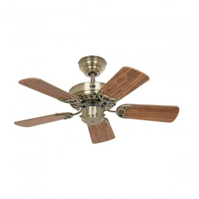 Ventilateur Plafond Royal Classic 75cm Laiton Chêne