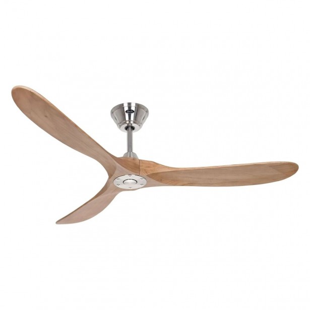 Ventilateur Plafond Eco Genuino 152cm Chromé Bois Chêne