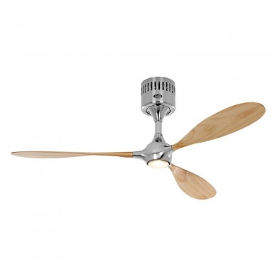 Ventilateur Plafond Helico Paddle 132cm Chromé Hêtre