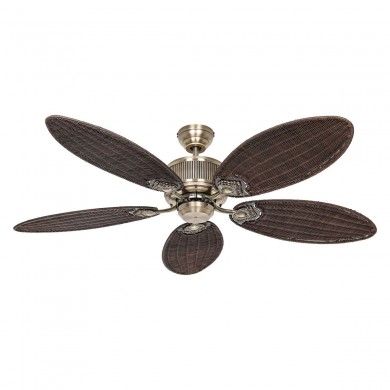 Ventilateur Plafond Caribbean Dream 137cm Laiton Rotin antique