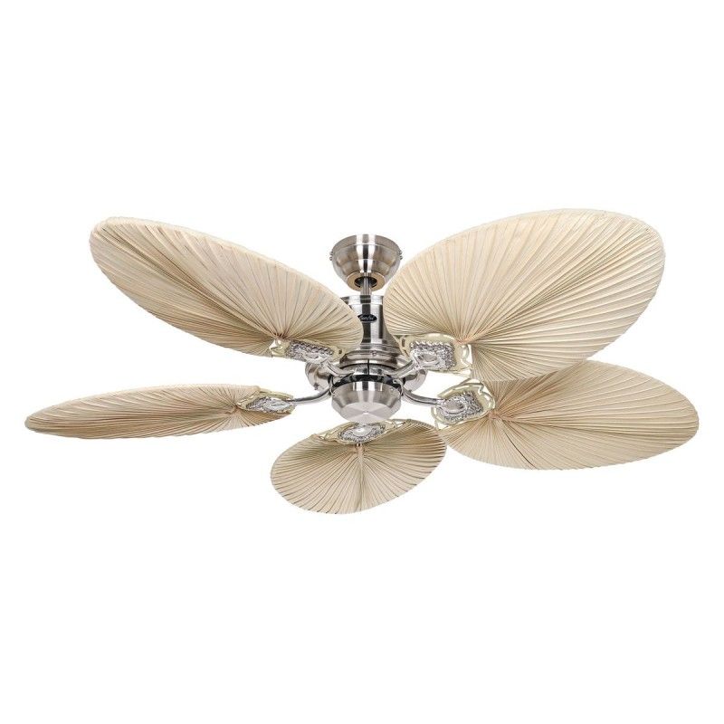 Ventilateur Plafond Caribbean Dream 137cm Chromé Palme naturelle