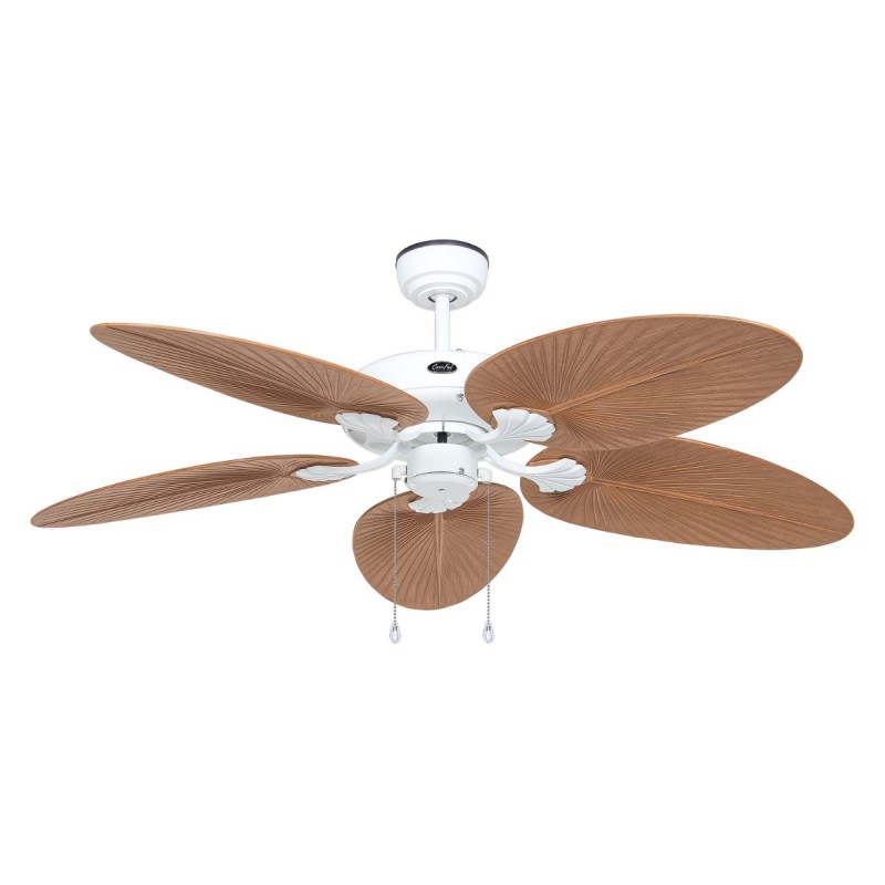 Ventilateur Plafond Outdoor Classic 132cm Rotin Blanc