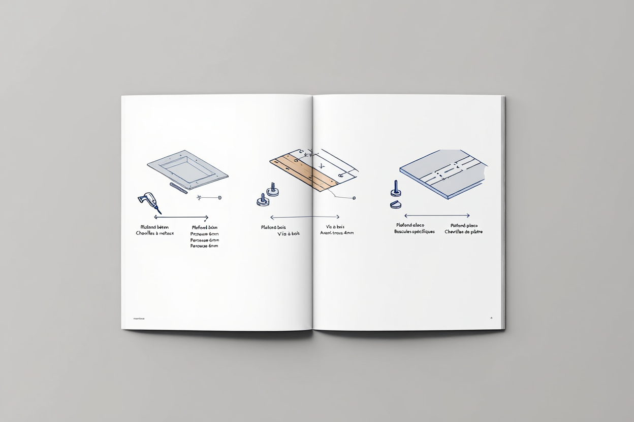 Systèmes de fixation selon le type de plafond