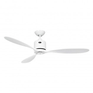Ventilateur de plafond moderne à trois pales, blanc, conçu pour la redistribution de l’air. Qu est ce qu un destratificateur d air intégré.